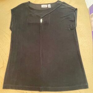 Chico’s Travelers 2 Black Slinky Knit Keyhole Top – Size 2 (L/12)